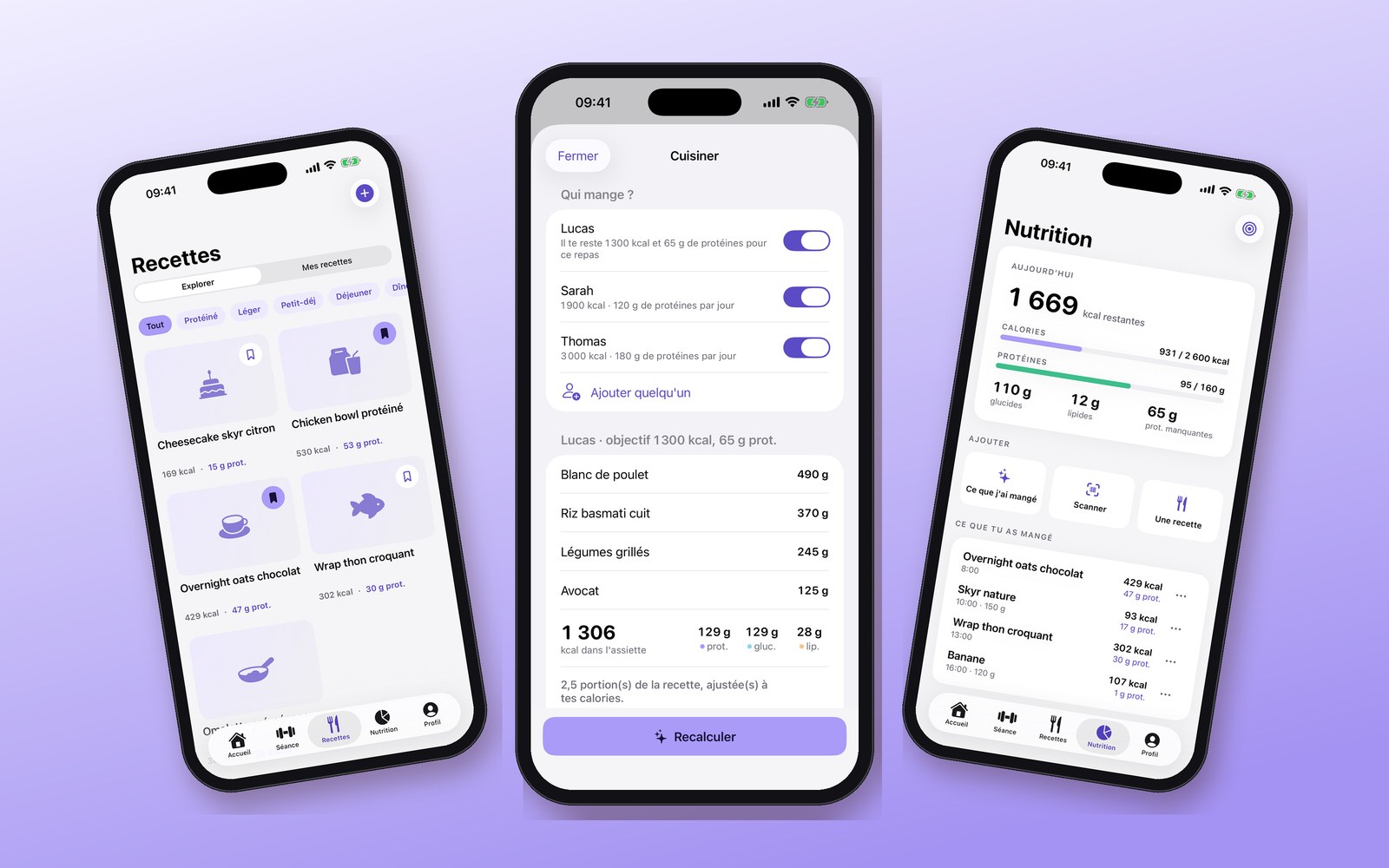 Recettes, « Cuisiner » en groupe avec Sol, et nutrition du jour