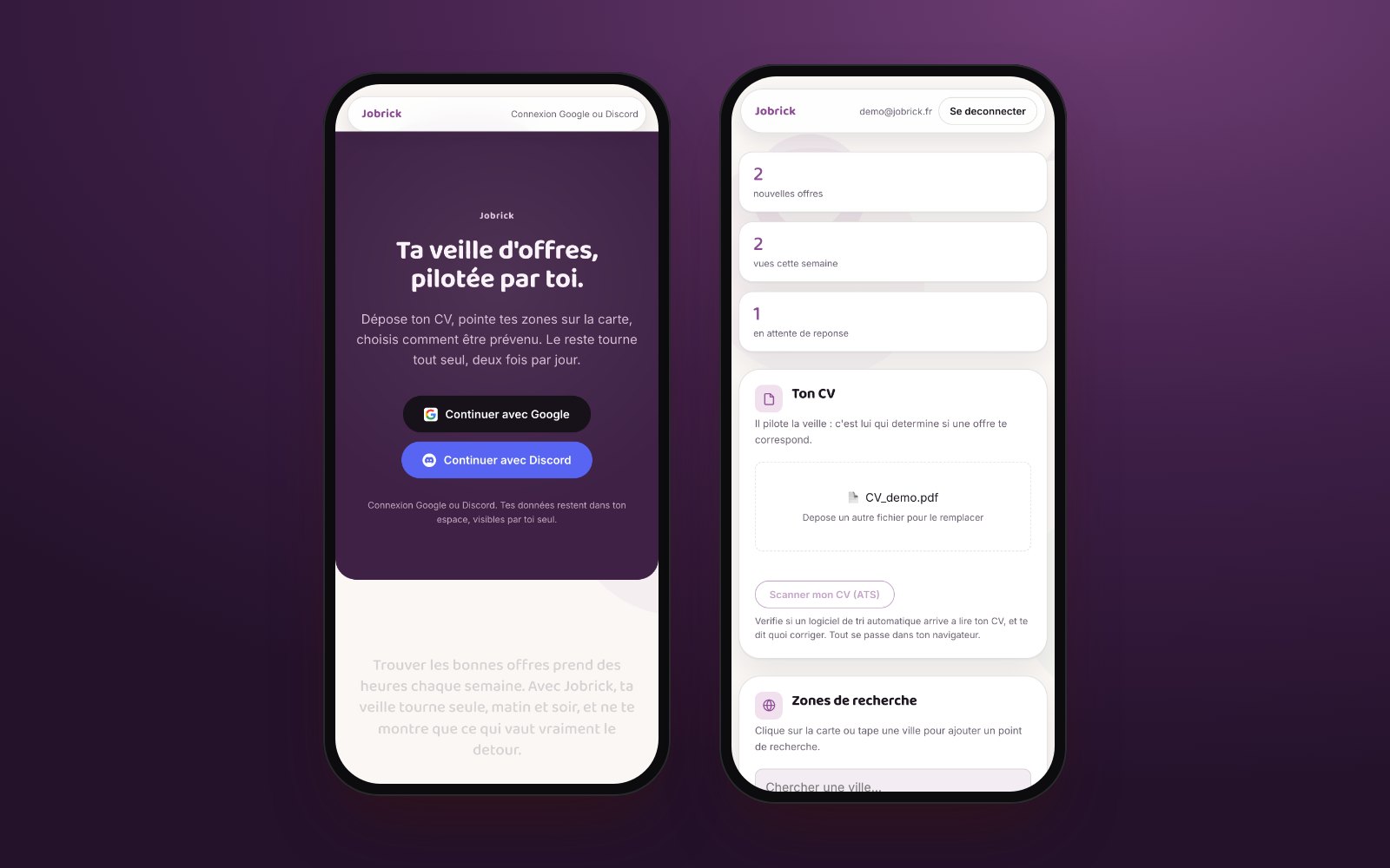 Jobrick sur mobile